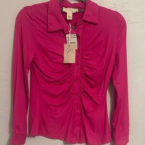 BY DESIGN Women's Pink Button Down Shirt